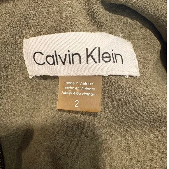 Calvin Klein Womens Ruffle V-Neck Wide Leg Jumpsuit Olive Green Size 2 Belted - Picture 5 of 9